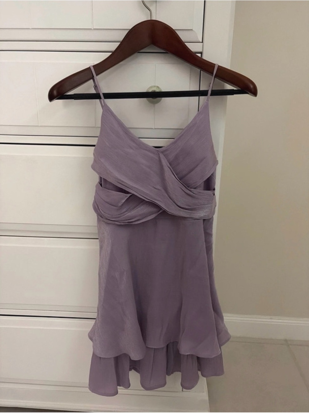 Lavender  Spaghetti Strap Ruffle Dress